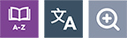 Dictionary, Translation and Magnifying Glass image of Recite me buttons 