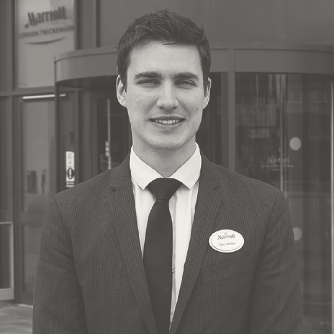 Gary Waller standing in front of Mariott Hotel Twickenham