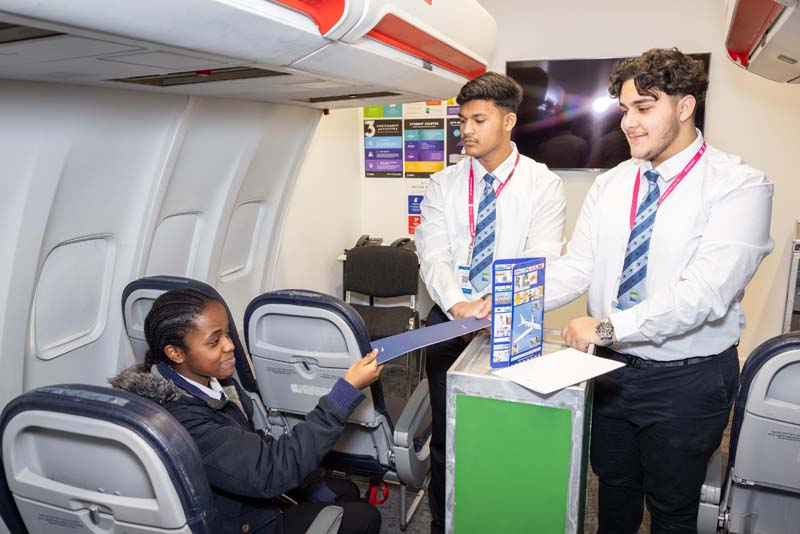 Travel tourism two male students serving