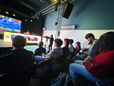 Esports students watching BFBS Pro League Grand Final at the RAF Museum